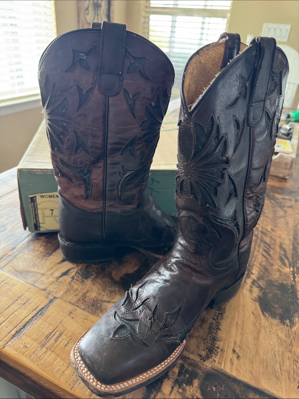Roper Women’s Brown Tooled Western Heeled Cowboy Boots